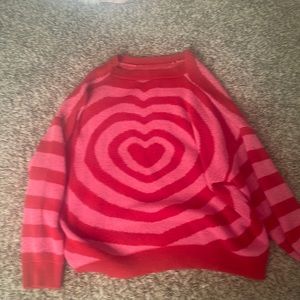SHEIN Red Heart Patterned Sweater